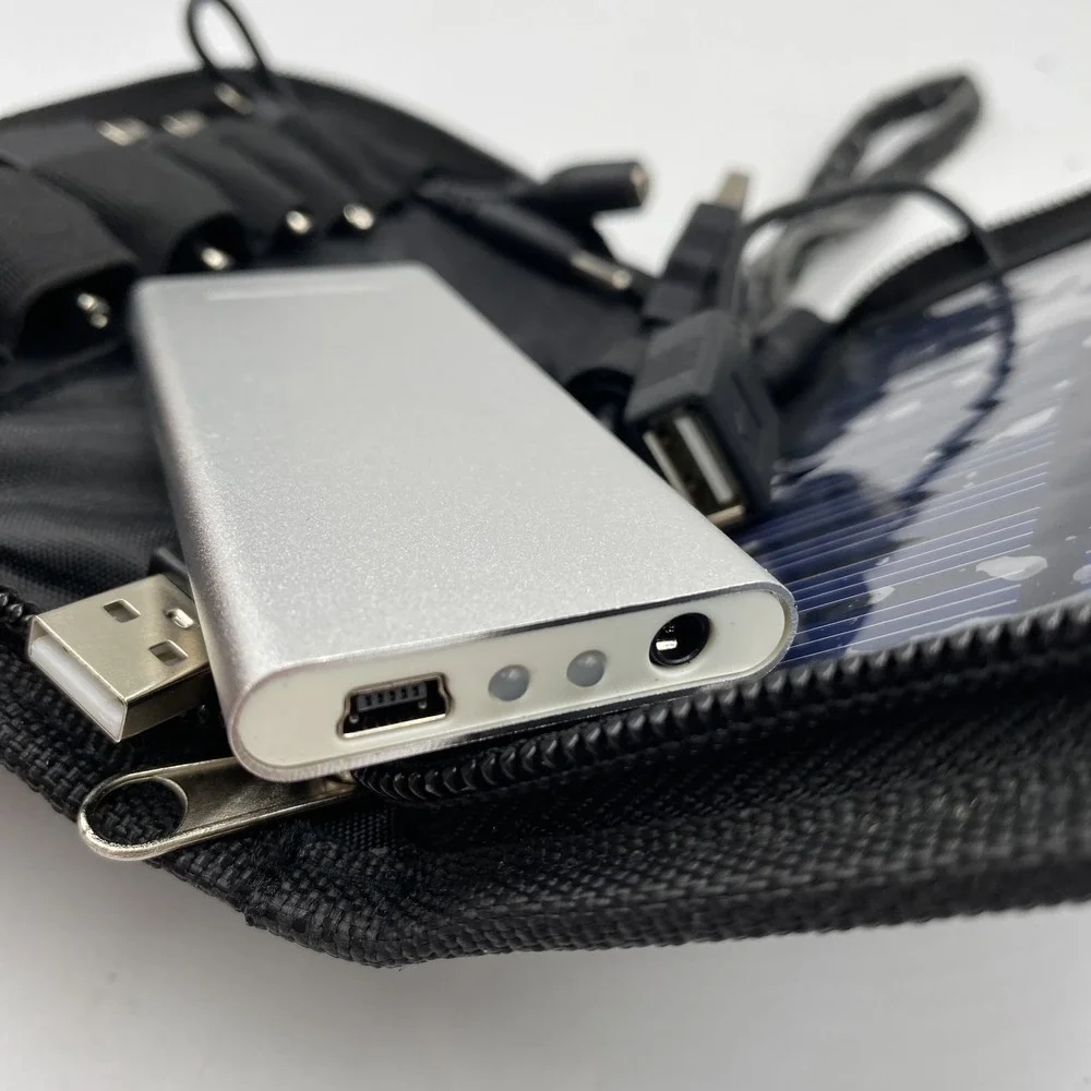 Portable Solar Power Bank Charger Kit Multi Tip USB Cell Phone MP3 Camera Travel